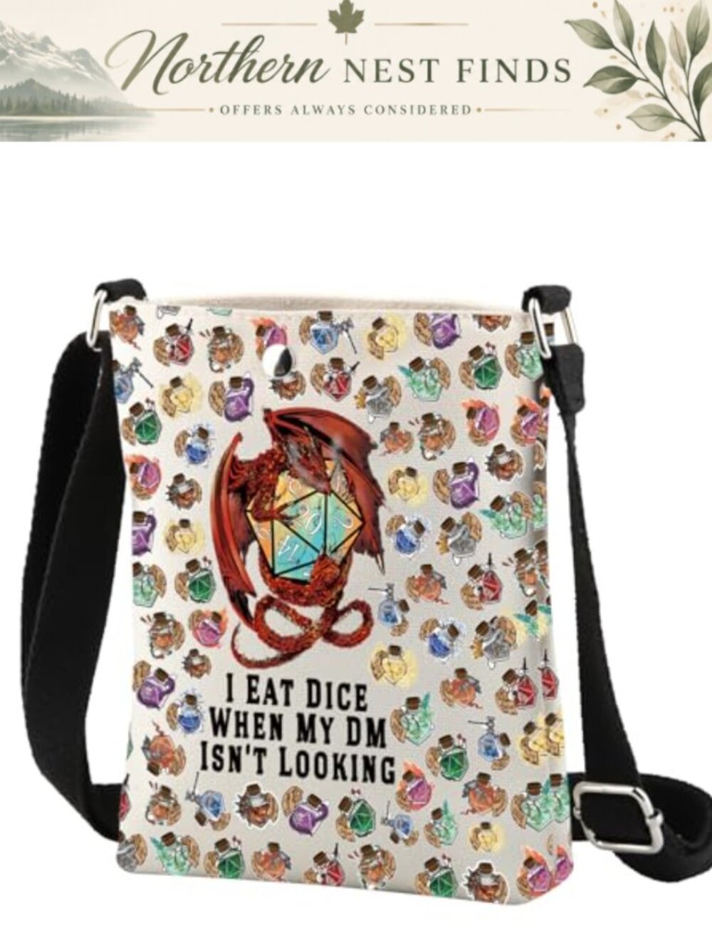 Dice Game Crossbody Bag RPG Gamer Gift Dungeon Master Purse